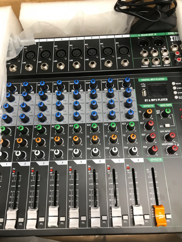 Photo 2 of 80CT 8 Channel Mixer for PC Recording Sound Controller Audio Interface with Digital Effect Studio Mixer with 48V Phantom Power RCA Input XLR