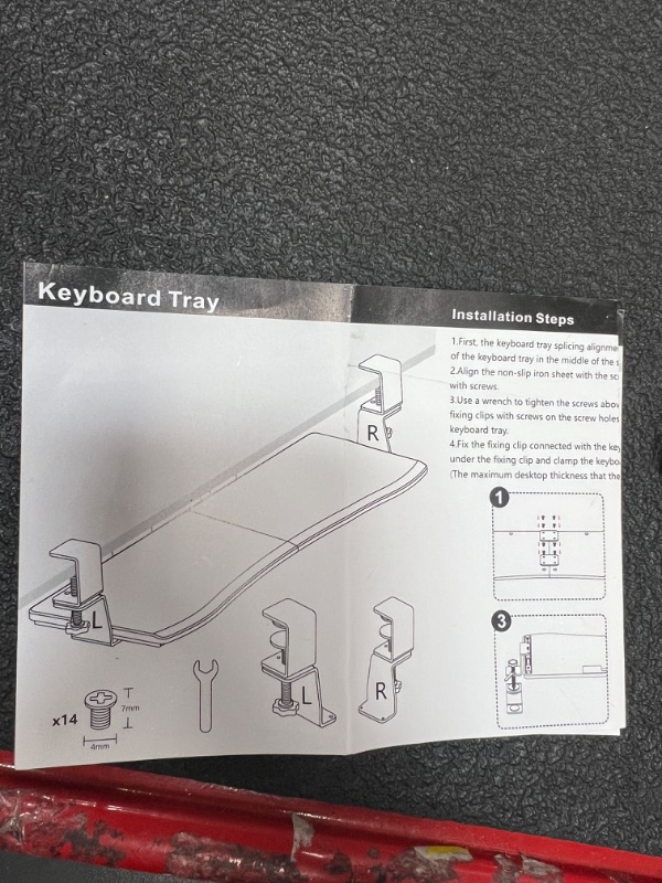 Photo 2 of LETIANPAI Keyboard Tray Under Desk,Pull Out Keyboard & Mouse Tray with Heavy-Duty C Clamp Mount,32(37 Including Clamps)x11.8 in Slide Out Platform Computer Drawer,Suitable for home work or office work