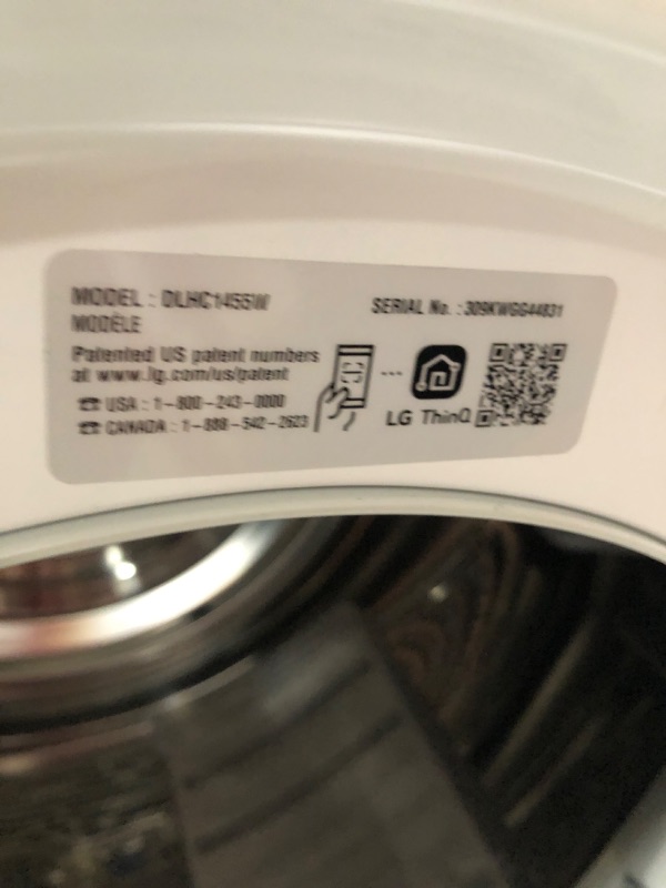 Photo 6 of LG Ventless Heat Pump 4.2-cu ft Stackable Ventless Smart Electric Dryer (White) ENERGY STAR