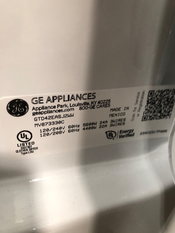 Photo 5 of GE 7.2 cu. ft. Electric Dryer in White with Sensor Dry