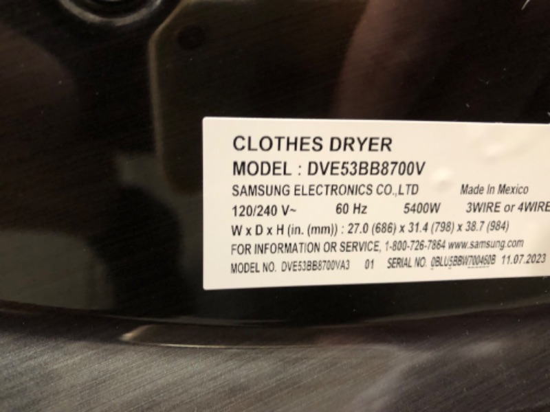 Photo 6 of Samsung 7.6-cu ft Stackable Steam Cycle Smart Electric Dryer (Brushed Black) ENERGY STAR
