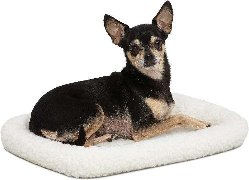 Photo 1 of MidWest Homes for Pets Dog Bed 18L-Inch White Fleece Dog Bed or Cat Bed w/ Comfortable Bolster | Ideal for "Toy" Dog Breeds & Fits an 18-Inch Dog Crate | Easy Maintenance Machine Wash & Dry
