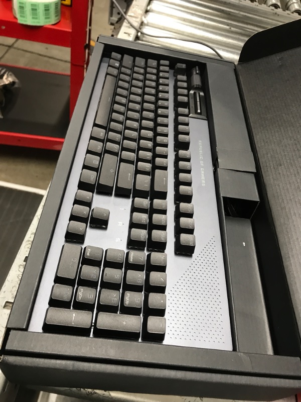 Photo 2 of ASUS ROG Strix Flare II Animate 100% RGB Gaming Keyboard - Hot-swappable, ROG NX Red Linear Switches, Customizable LED Display, PBT Keycaps, Acoustic Dampening Foam, Media Controls, Wrist Rest