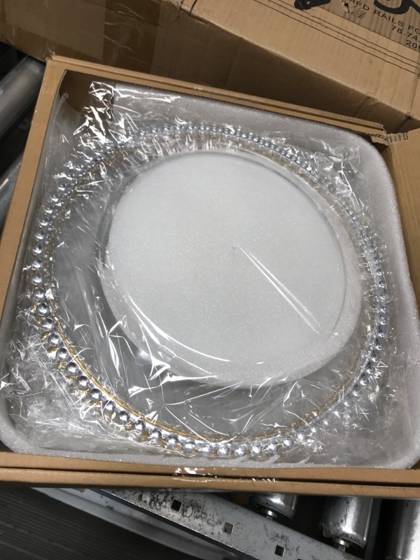 Photo 1 of 12-Inch Charger Plates, 25 Pack Clear Charger Plates with Silver Trim, Silver Chargers for Dinner Plates, Plastic Charger Plates Bulk for Dinner, Wedding, Party, Table Decoration
