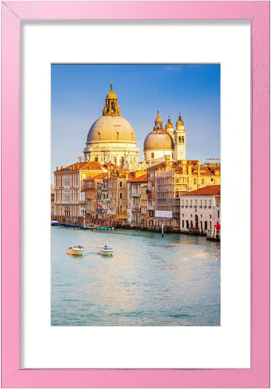 Photo 1 of 16x24 Picture Frame Pink Solid Wood Photo Frames Display Pictures 12x18 with Mat or 16x24 Without Mat Colorful Frame For Tabletop Display or Wall
