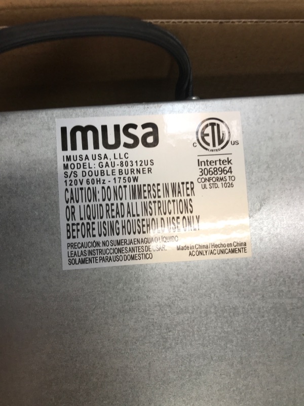 Photo 3 of (READ FULL POST) Imusa USA GAU-80312US Electric Double Burner 1750-Watts, Stainless Steel, Silver