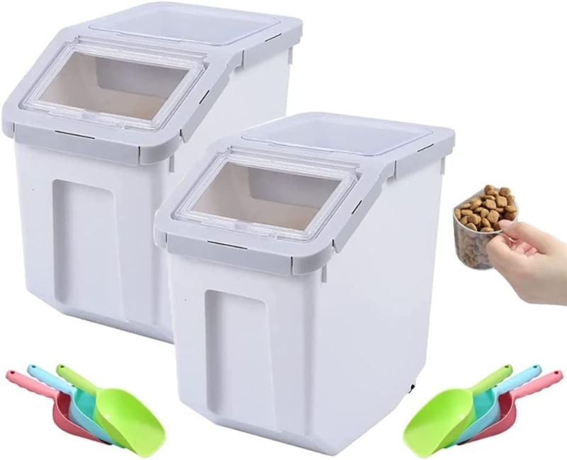 Photo 1 of 
YXQ 1Pcs Dog Food Storage Container Airtight Box Grey,10kg Bulk Dry Food Grain Storage Barrels Sealed Bucket,Pets Food Bin with Seal Locking Lid, Wheels,Measuring Cup,1pcs Scoops(Random Color)
