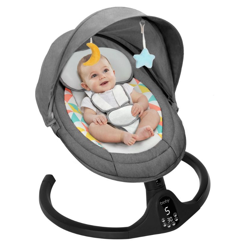 Photo 1 of Baby Swing for Infants, Electric Bluetooth Baby Rocker, 5 Sway Speeds, Touch Screen Remote Control, Black
