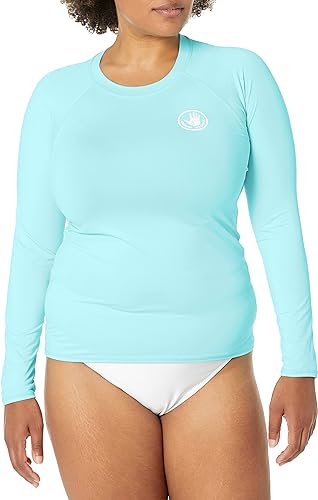 Photo 1 of Body Glove Women's Standard Smoothies Sleek Solid Long Sleeve Rashguard with UPF 50+ Sea Mist Small