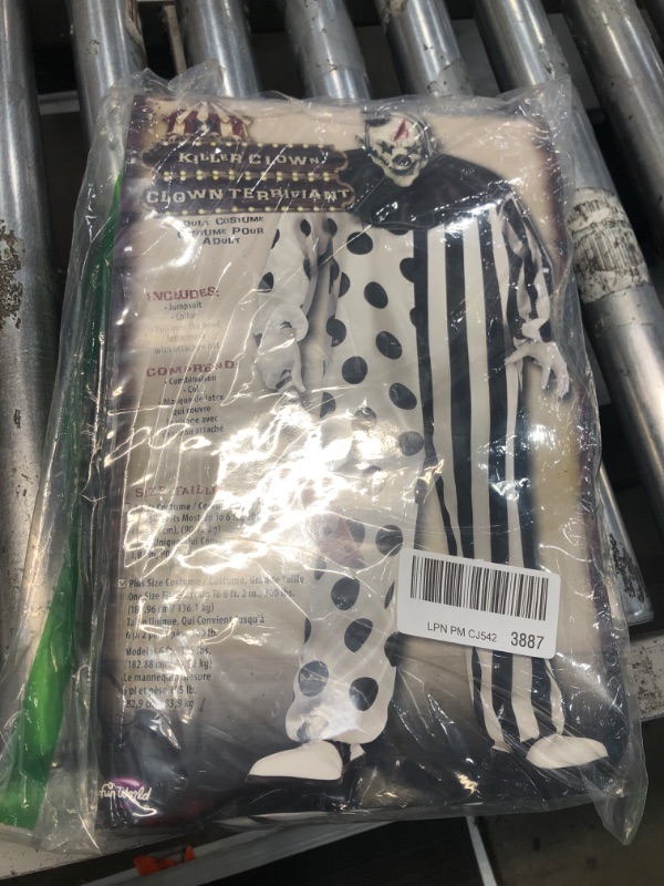 Photo 2 of Fun World Mens Killer Clown Halloween Costume Plus White