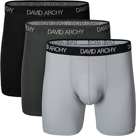 Photo 1 of DAVID ARCHY Mens Underwear Mesh Quick Dry Polyamide Boxer Briefs Active Sports Soft Breathable Underwear in 3 Pack Medium Black/Dark Gray/Light Gray - Solid No Fly