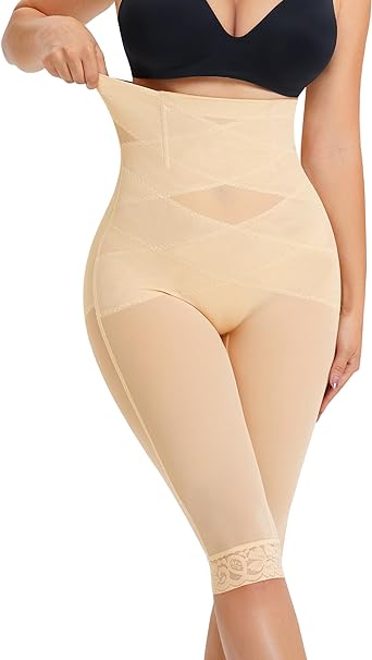 Photo 1 of RDSIANE Body Shaper For Women Tummy Control Butt Lifting Shapewear Criss-Cross High Waist Shapewear Pants Thigh Slimmer… Small Beige