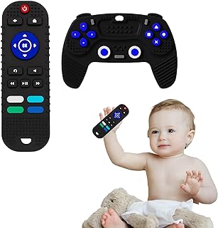 Photo 1 of Baby Teether Toys - TV Remote Control Shape Silicone Toddler Teething Toys for Babies 6-12 Months (Black + Dark Purple)