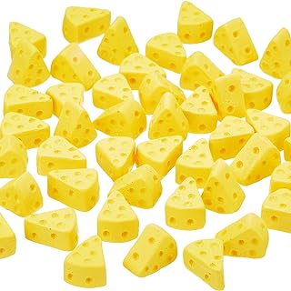 Photo 1 of 50 Pieces Miniatures Kitchen Food Cheese Miniature Artificial Cheese Models Mini Resin Simulation Cheese for Dollhouse Kitchen Decoration DIY Accessory