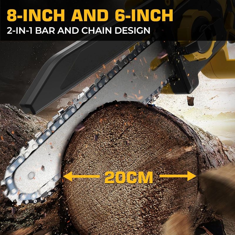 Photo 1 of Cordless Power Chainsaw, for DeWALT 20V Max Lithium Battery 6-Inch Hand-held Mini Pruning Saw with Brushless Motor & Replacement Chain for Wood Cutting |Tree Trimming |Camping |Christmas (NO Battery)