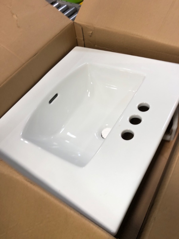 Photo 2 of 21 in. Drop-In Rectangular Vitreous China Bathroom Sink in White