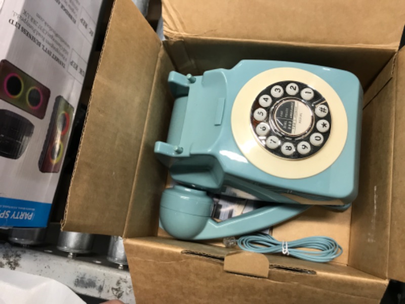 Photo 2 of Corded Retro Phone, TelPal Vintage Old Phones, Classic 1930's Antique Landline Phones for Home & Office Decor, Novelty Hotel Telephone with Redial Blue