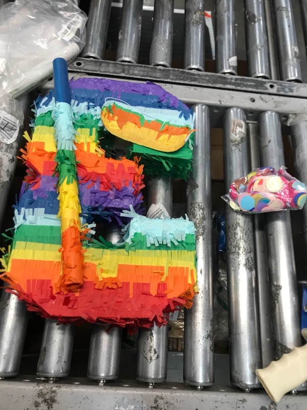 Photo 2 of Rainbow Number Pinata Multicolor Number Pinata Small Kids Birthday Party Pinata with Blindfold Stick and Confetti Small Pinata for Birthday Anniversary Cinco de Mayo Fiesta Party Decor (Number 3)