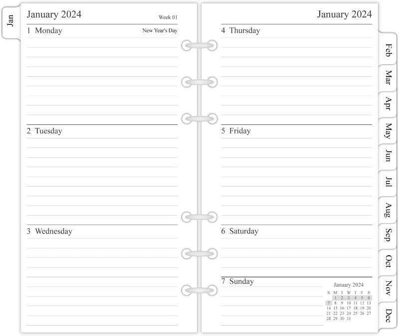 Photo 1 of 2024 Weekly & Monthly Planner Refill, 3-3/4" x 6-3/4", January 2024 - Dec 2024, Personal/Compact/Size 3