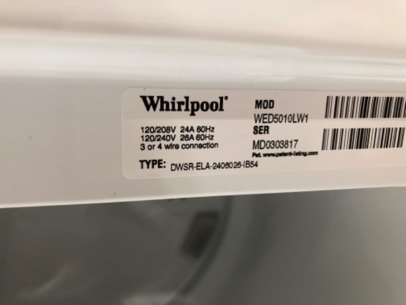 Photo 6 of Whirlpool 7-cu ft Electric Dryer (White)
