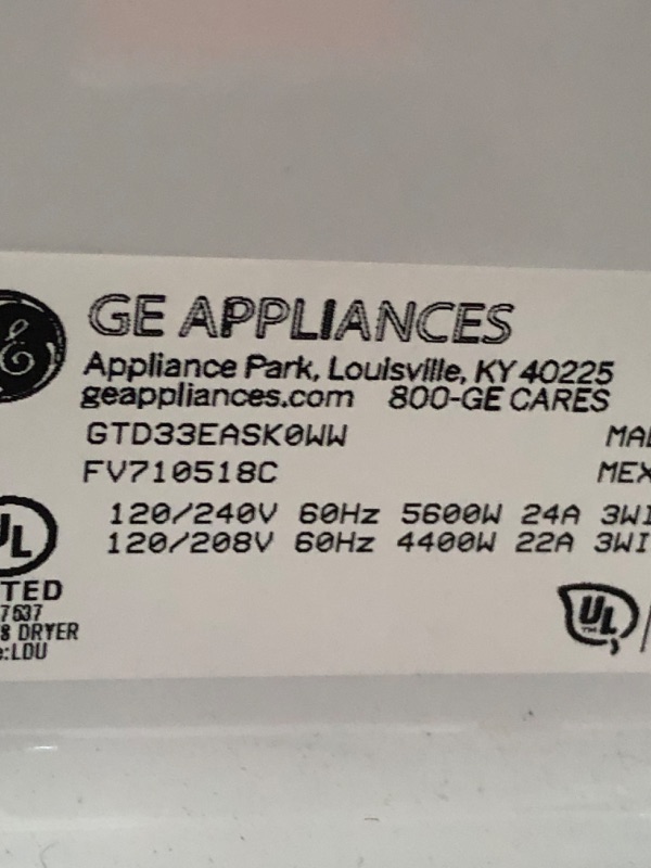 Photo 7 of GE 7.2-cu ft Electric Dryer (White)
