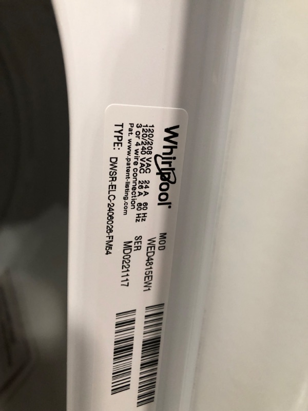Photo 1 of Whirlpool 7-cu ft Electric Dryer (White)
