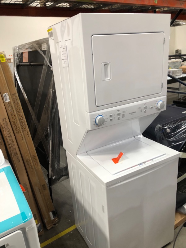 Photo 1 of Frigidaire Electric Stacked Laundry Center with 3.9-cu ft Washer and 5.6-cu ft Dryer
