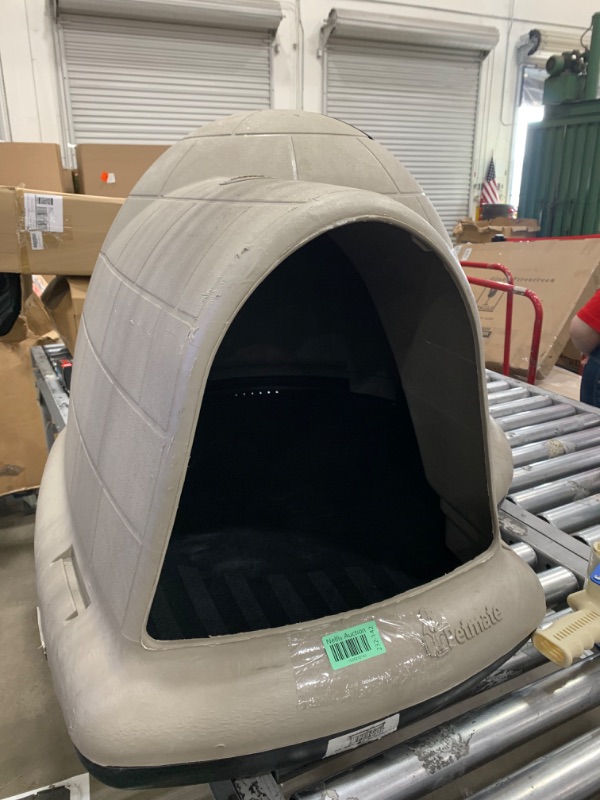 Photo 2 of *** pre used top lid cover does not stay placed missing clip *** Petmate Indigo Dog House (Igloo Dog House, Made in USA with 90% Recycled Materials, All-Weather Protection Pet Shelter) for Large Dogs 50 to 90 pounds