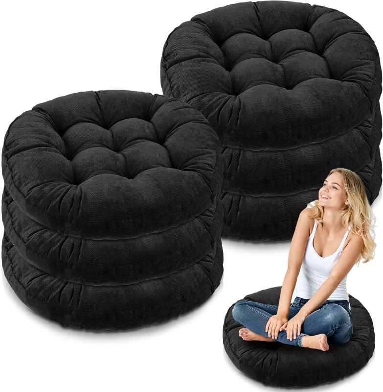 Photo 1 of **SEE NOTES/PHOTOS**Jerify 6 Pcs Round Floor Pillows Cushions 22 x 22 Inch Meditation Floor Pillow Large Floor Pillow for Kids and Adults Meditation Cushion Large Pillows for Floor Seating Yoga Room Office (Black)
