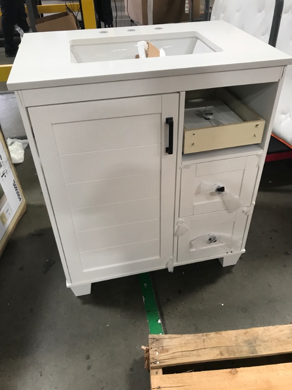 Photo 2 of **SEE NOTES/PHOTOS**allen + roth Rigsby 30-in White Undermount Single Sink Bathroom Vanity with White Engineered Marble Top
