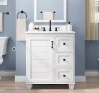Photo 1 of **SEE NOTES/PHOTOS**allen + roth Rigsby 30-in White Undermount Single Sink Bathroom Vanity with White Engineered Marble Top
