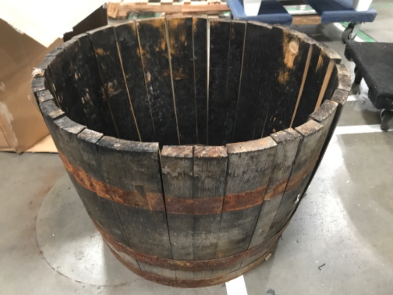 Photo 2 of **SEE NOTES/PHOTOS**Real Wood Products Half Oak Barrel Planter