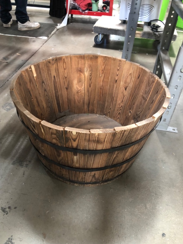 Photo 8 of **SEE NOTES/PHOTOS, BUNDLE OF 2** RUSTIC WOODEN BUCKET BARRELS 
