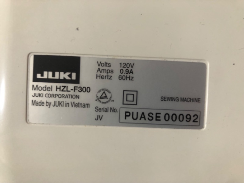 Photo 4 of ***USED - POWERS ON - UNABLE TO TEST FURTHER - LIKELY MISSING PARTS***
JUKI HZL-F300 Sewing and Quilting Machine , White