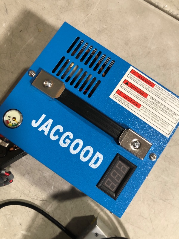 Photo 4 of **READ NOTES***
Jacgood PCP Air Compressor 110V/12V, Electric PCP Air Compressor 30Mpa/4500Psi Manual Stop, 350W High Power Voltage Air Compressor Pump with Built-in Fan.