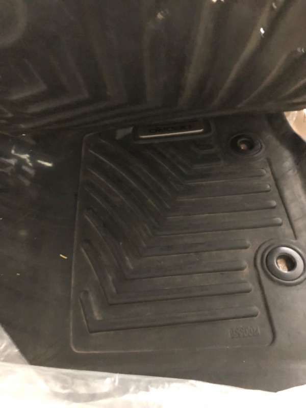 Photo 5 of **MAJOR DAMAGE TO FLOOR MATS STILL FUNCTIONAL**
Floor Mats for 2016-2017 Toyota Tacoma Double Cab - Automatic, Unique Black TPE All-Weather Guard Floor Liners
