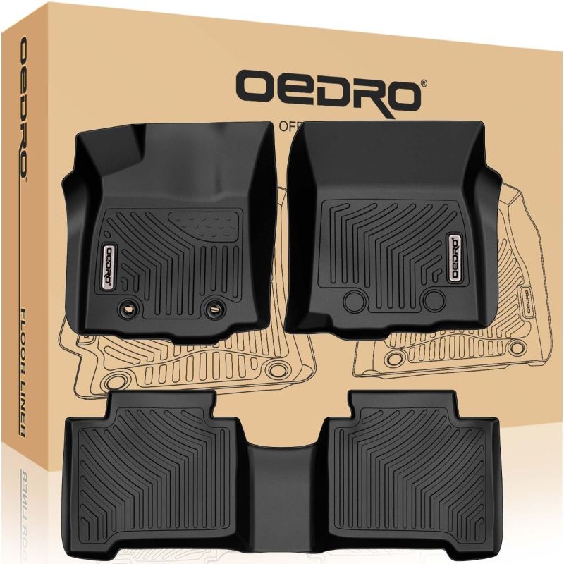 Photo 1 of **MAJOR DAMAGE TO FLOOR MATS STILL FUNCTIONAL**
Floor Mats for 2016-2017 Toyota Tacoma Double Cab - Automatic, Unique Black TPE All-Weather Guard Floor Liners
