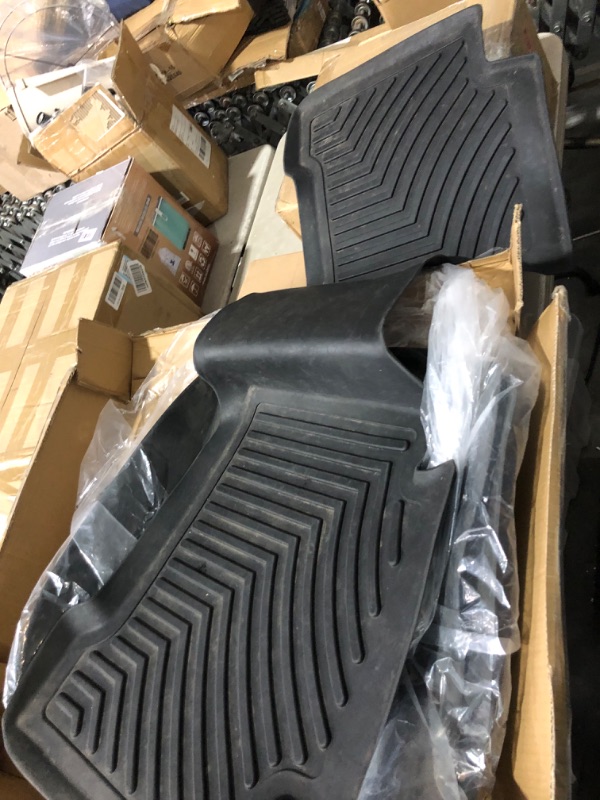 Photo 6 of **MAJOR DAMAGE TO FLOOR MATS STILL FUNCTIONAL**
Floor Mats for 2016-2017 Toyota Tacoma Double Cab - Automatic, Unique Black TPE All-Weather Guard Floor Liners
