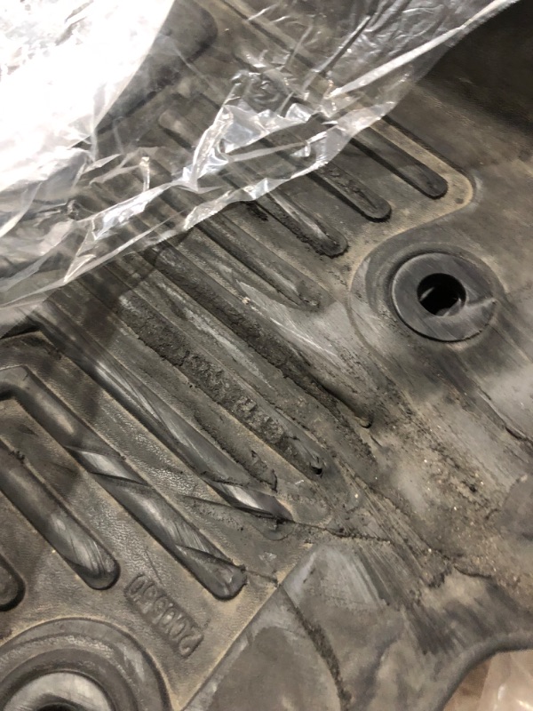 Photo 4 of **MAJOR DAMAGE TO FLOOR MATS STILL FUNCTIONAL**
Floor Mats for 2016-2017 Toyota Tacoma Double Cab - Automatic, Unique Black TPE All-Weather Guard Floor Liners
