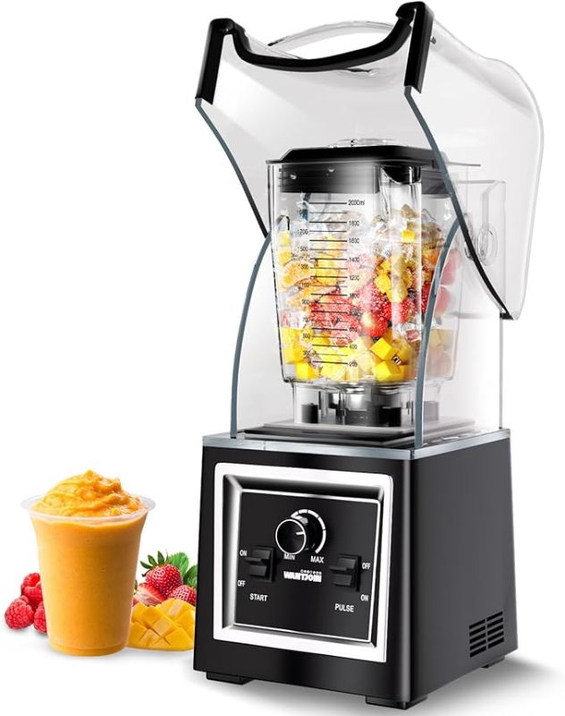 Photo 1 of ***USED*DIRTY*UNKNOWN IF MISSING PIECES***
Wantjoin Professional Grade Blender - Soundproof & Quiet Commercial Blenders, Removable Shield, 2000W Watte, 67 Oz Capacity - Perfect for Kitchen, Fruits, Shakes, Smoothies, and Frozen Drinks(Black)