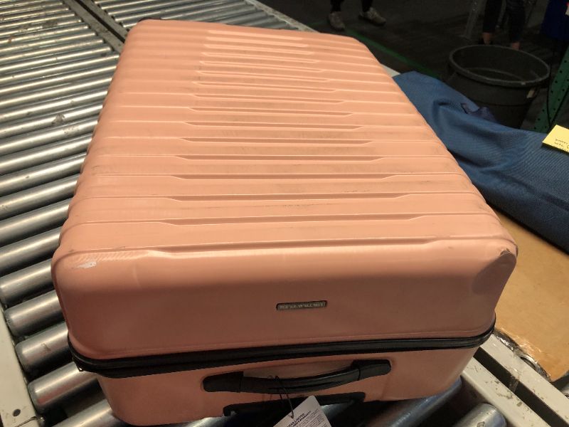 Photo 2 of ***DAMAGED - HAS A HOLE IN IT - CRACKED - SEE PICTURES - NO PACKAGING***
U.S. Traveler Boren Polycarbonate Hardside Rugged Travel Suitcase Luggage with 8 Spinner Wheels, Aluminum Handle, Pink, Checked-Large 30-Inch Checked-Large 30-Inch Pink