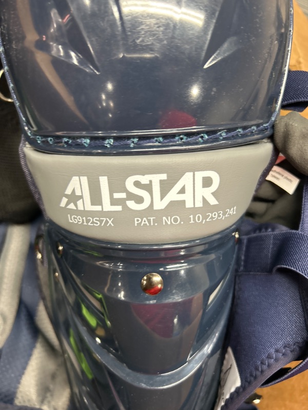 Photo 6 of All-Star System7 Axis NOCSAE Certified Youth Solid Pro Baseball Catcher's Kit - Ages 9-12 NAVY BLUE AGES 9-12