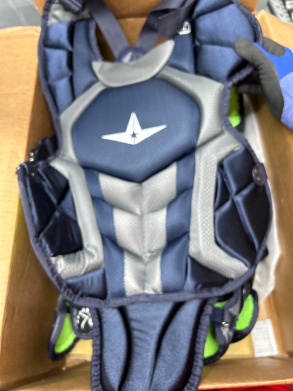 Photo 3 of All-Star System7 Axis NOCSAE Certified Youth Solid Pro Baseball Catcher's Kit - Ages 9-12 NAVY BLUE AGES 9-12