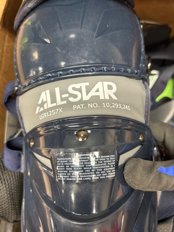 Photo 2 of All-Star System7 Axis NOCSAE Certified Youth Solid Pro Baseball Catcher's Kit - Ages 9-12 NAVY BLUE AGES 9-12