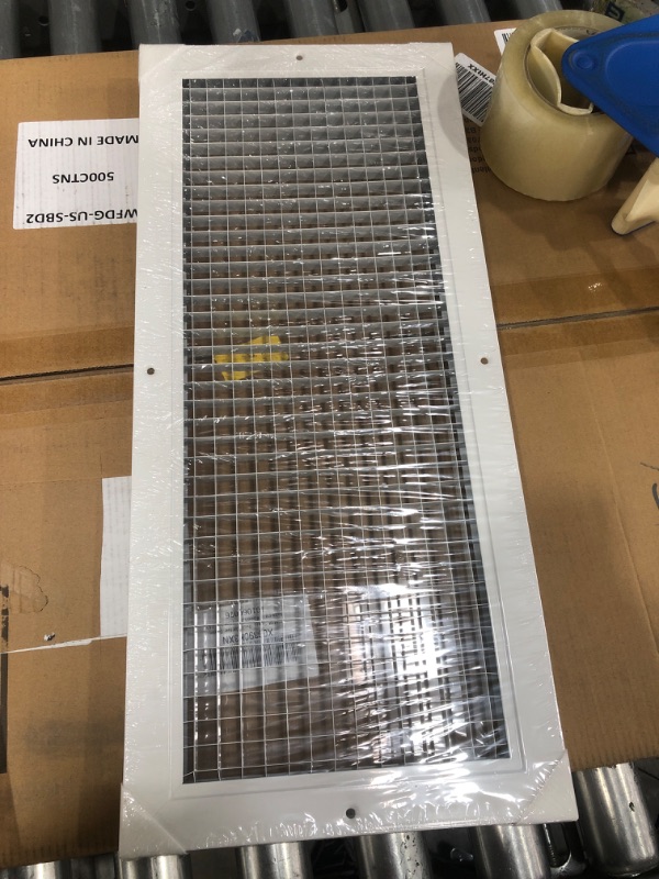 Photo 2 of 20" x 8" [Duct Opening] Aluminum Return Air Grille | Cube Core Rust Proof Eggcrate Vent Cover Grill for Sidewall and Ceiling, White | Outer Dimensions: 21.75" X 9.75" for 20x8 and 8x20 Duct Vent 20"W x 8"H [Duct Opening]