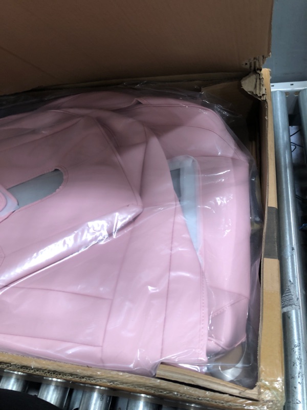 Photo 3 of Maysoo Tesla Model Y Seat Covers Pink Nappa Leather Car Seat Covers, for Tesla Model Y 2023 2022 2021 2020 5 Seat Car Seat Cover Car Interior Cover All Weather Protection(Pink-Nappa,Model Y(Full Set)) pink nappa model Y(full set)