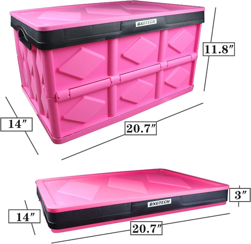 Photo 3 of (READ FULL POST) BXGTECH Collapsible Storage Bin, 55L Storage Bins with Lids Foldable Storage Boxes Plastic Tote Storage Box Container for Home Office Kitchen, Toys, Books, Snacks, Shoes?Grocery Storage?Pink & Black