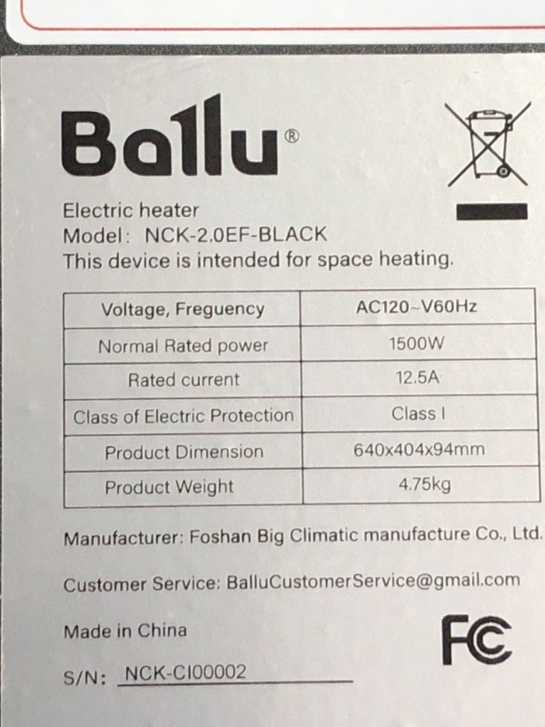 Photo 3 of (broken wheels) Ballu Convection Space Heaters for Indoor Use,1500W Whole Room Heating with Remote