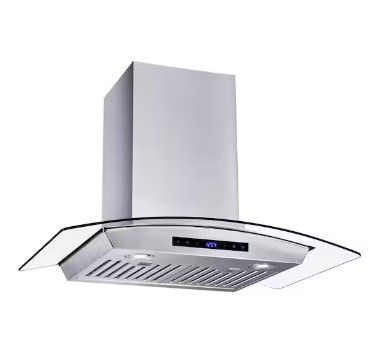 Photo 1 of 30 in. W Convertible Glass Wall Mount Range Hood with 2 Charcoal Filters in Stainless Steel
