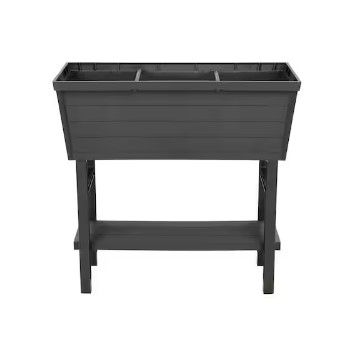 Photo 1 of 32.25 in. W x 31 in. H Elevated Resin Patio Garden Bed in Brown
